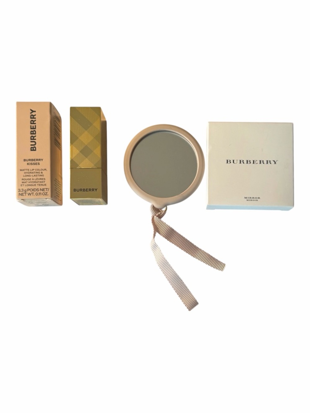 Burberry Beauty Gift Set Mirror + Burberry Kisses Lipstick Deep Peach NIB